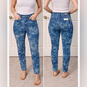 Adriano Goldschmied New Sz 25 Blue Tie Dye Wash AG The Mari High Rise Straight